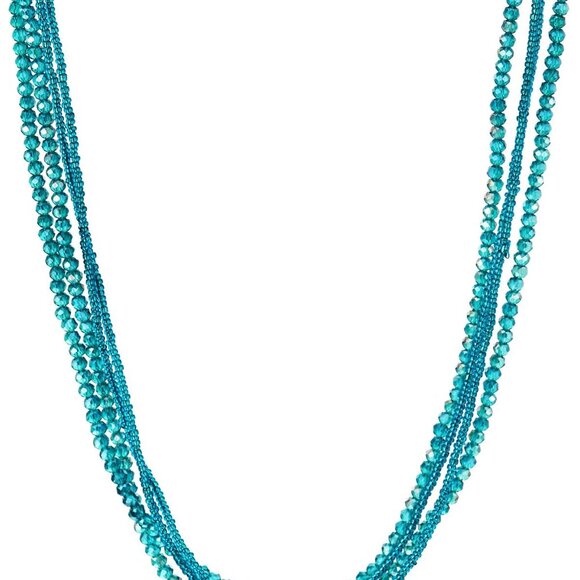 Elegant Layered Waterfall Crystal Beads Necklace in Turquoise Blue, 88CM - Picture 3 of 6
